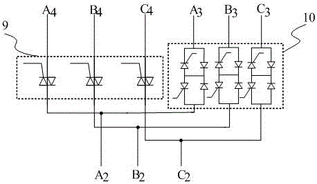 A wind turbine low voltage ride through and active filter compensation device and switching method