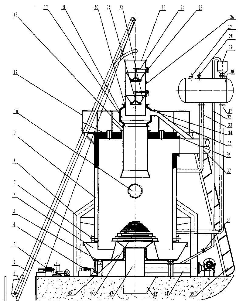 One-segment type energy saving coal gas producer with performance of two-segment producer