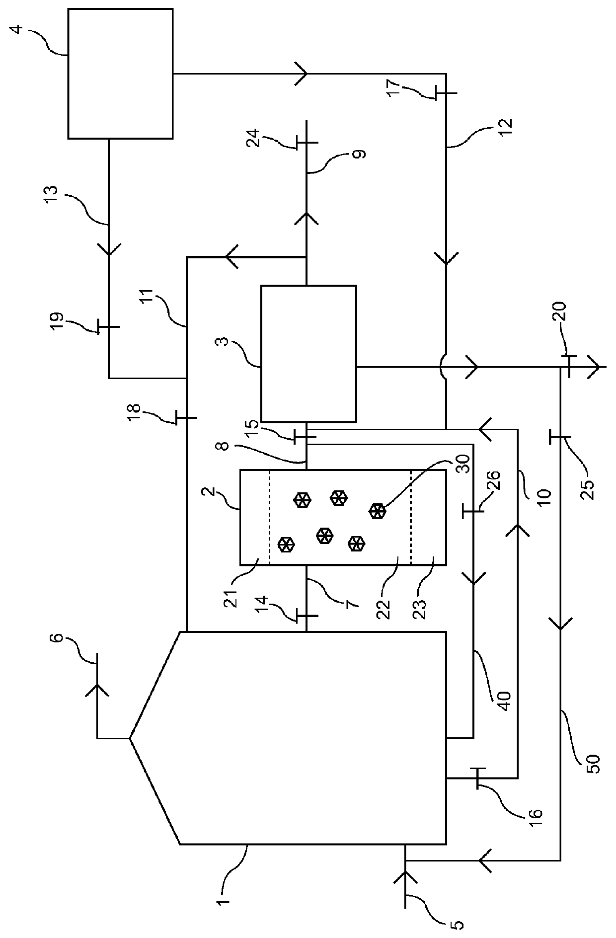 Method for continuous treatment of water containing organic matter by enzyme treatment