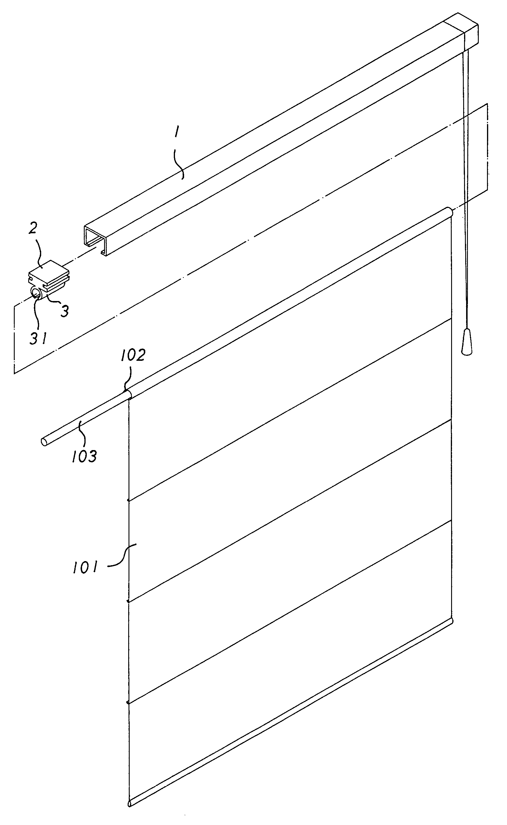 Roman shade having suspension structure