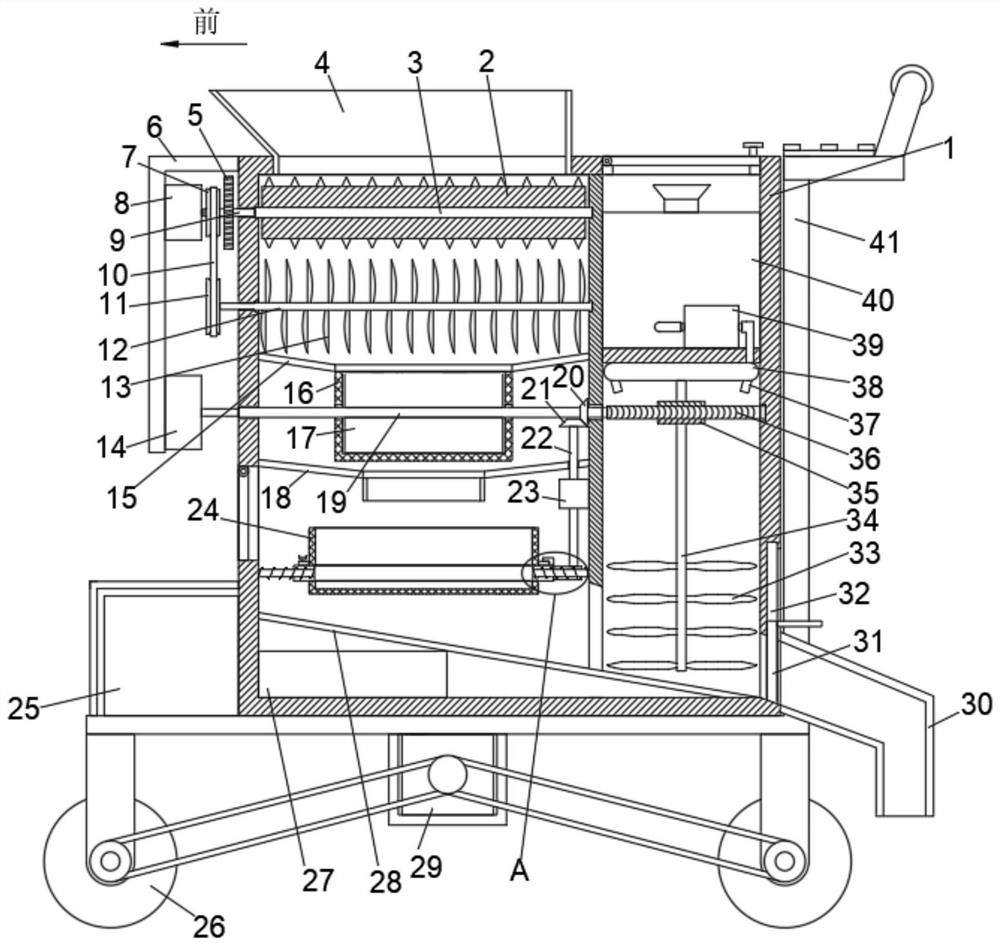 A high-efficiency liquid injection crushing and filtering device for soil restoration and treatment