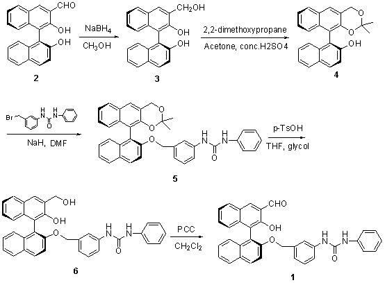 Method for synthesizing (S)-2-hydroxy-2'-(3-phenylureaphenyl)-1,1'-binaphthyl-3-formaldehyde