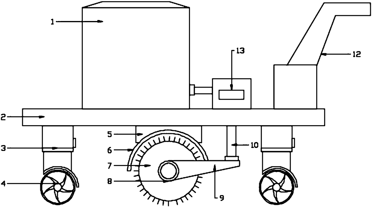 Rapid treatment device with automatically soil turning and spraying functions for heavy metal contaminated soil