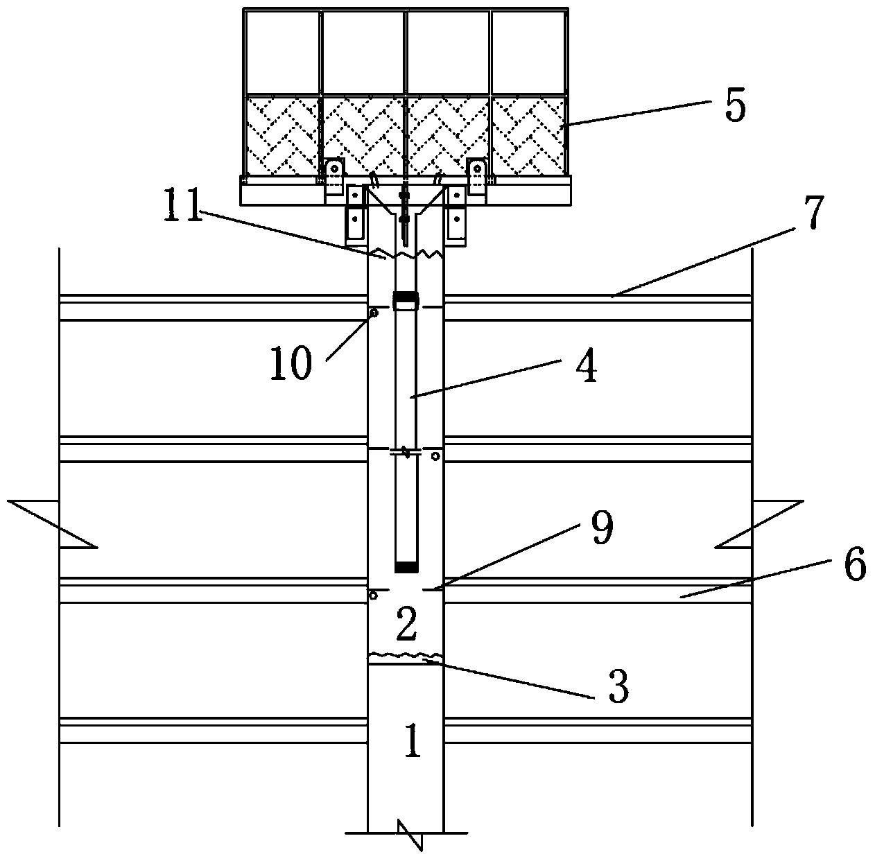 Super high-rise steel pipe column interior concrete pouring construction method