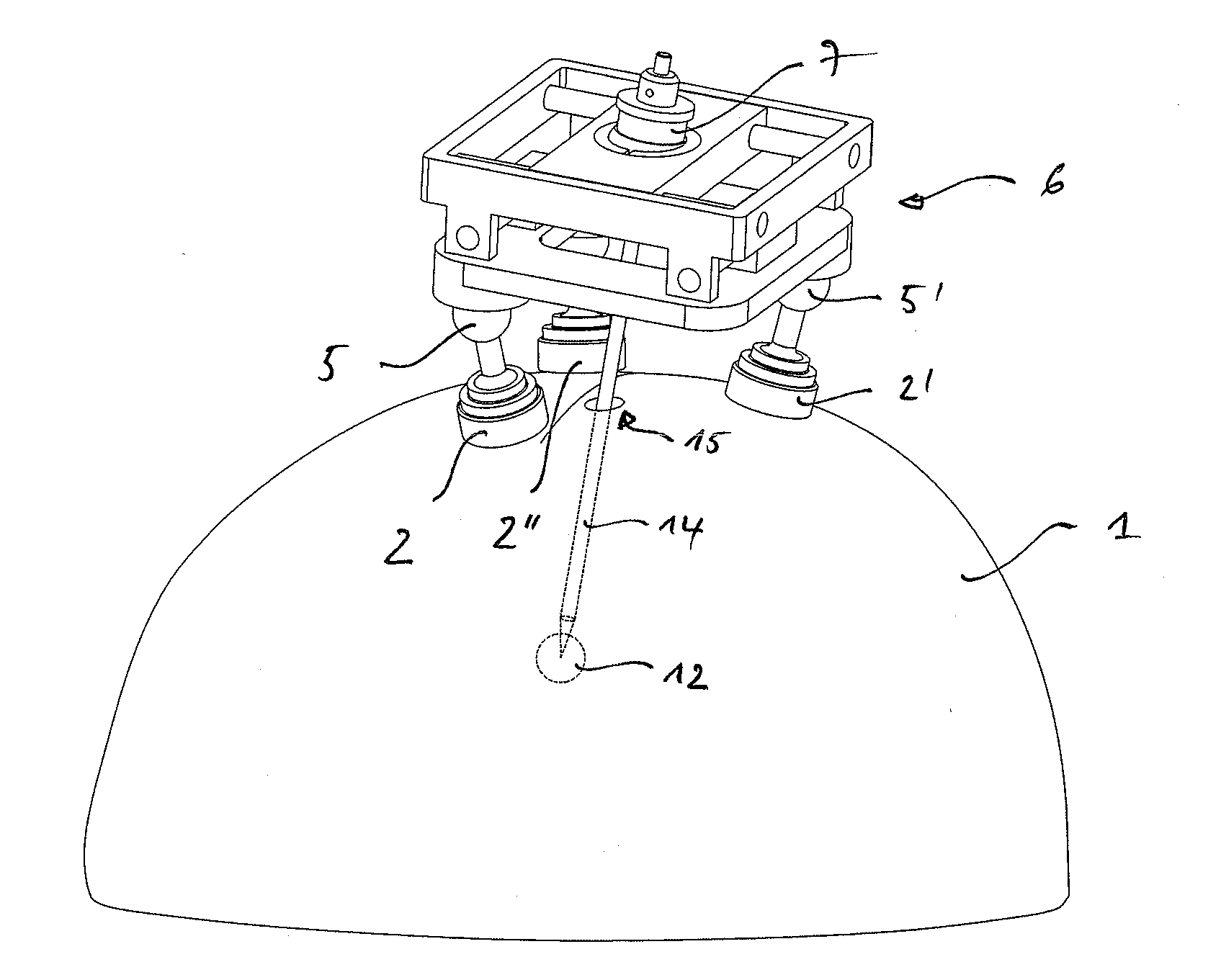 Adjustable stereotactic device and method for frameless neurosurgical stereotaxy