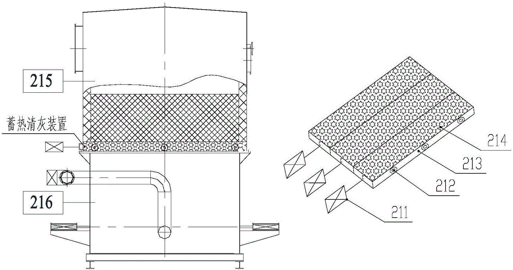 Heat storage type combustion device and method for processing dust-containing VOC waste gas