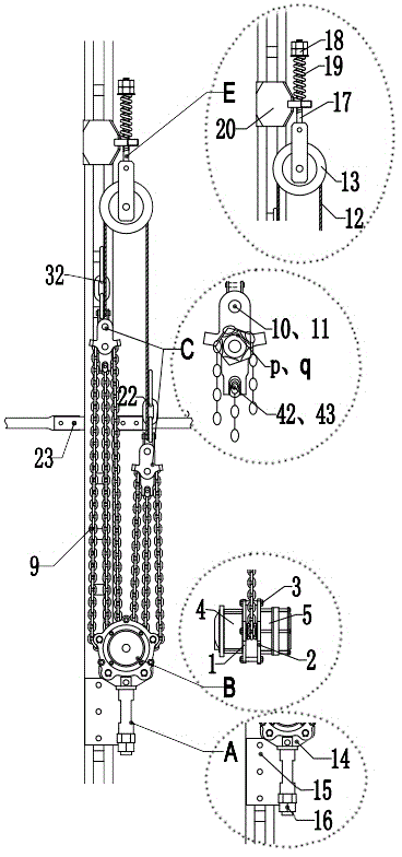 Lifting device for building-attached lifting scaffold