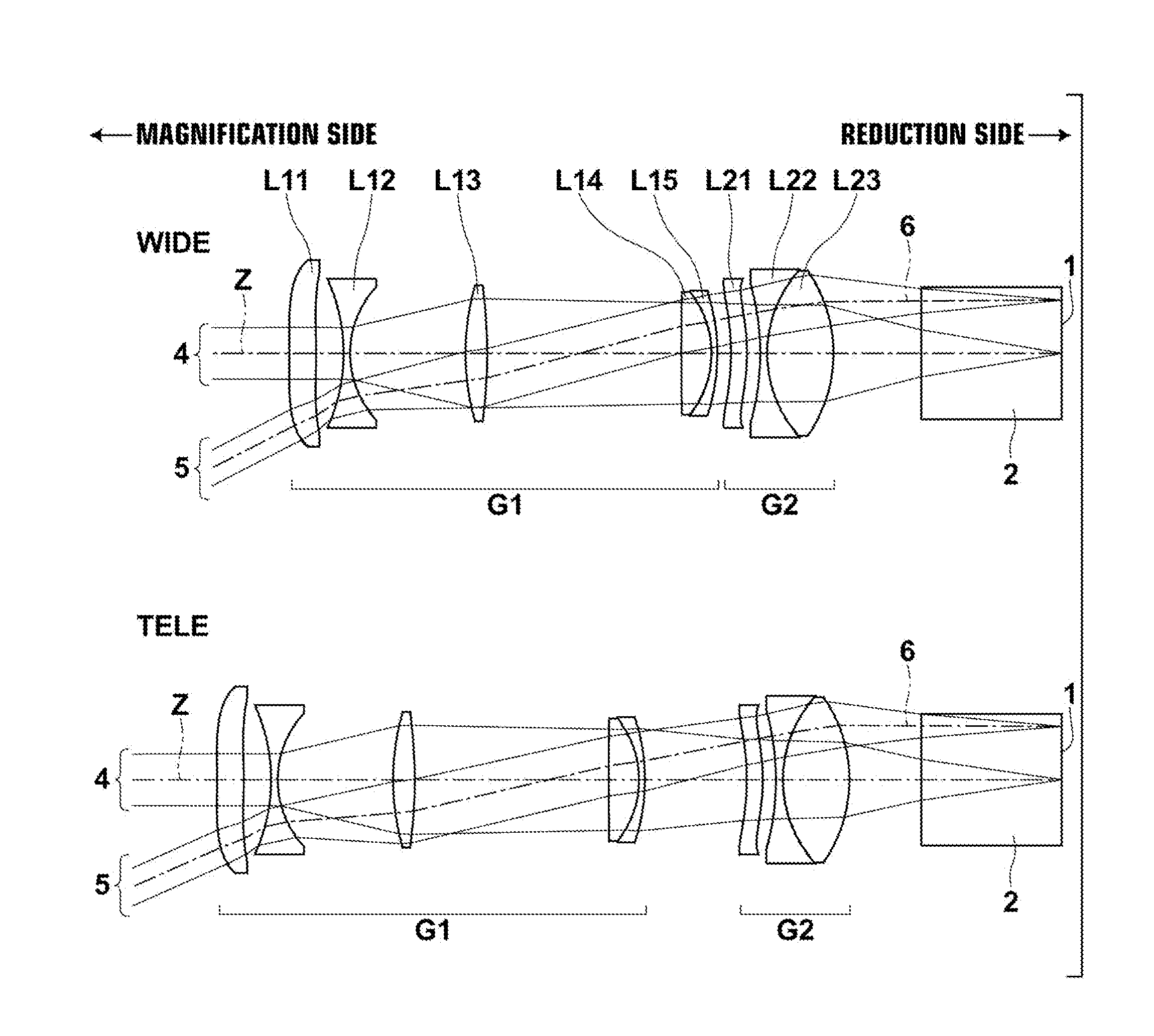 Variable magnification projection optical system and projection display apparatus