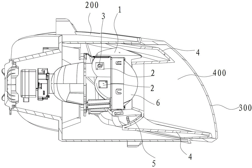 Light distribution device of LED (light emitting diode) light source, automobile headlight provided with light distribution device, and automobile