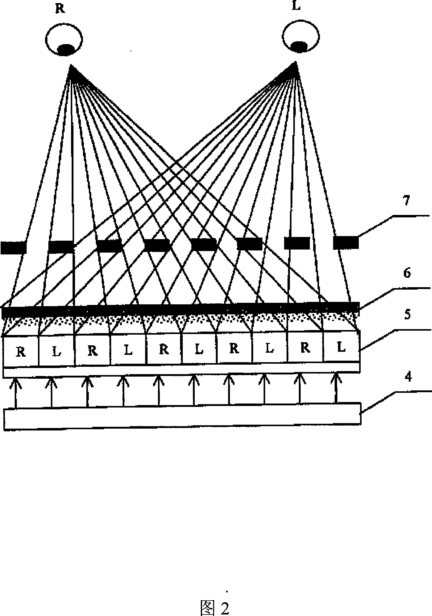 Stereo display device without moir¿ª patterns and method