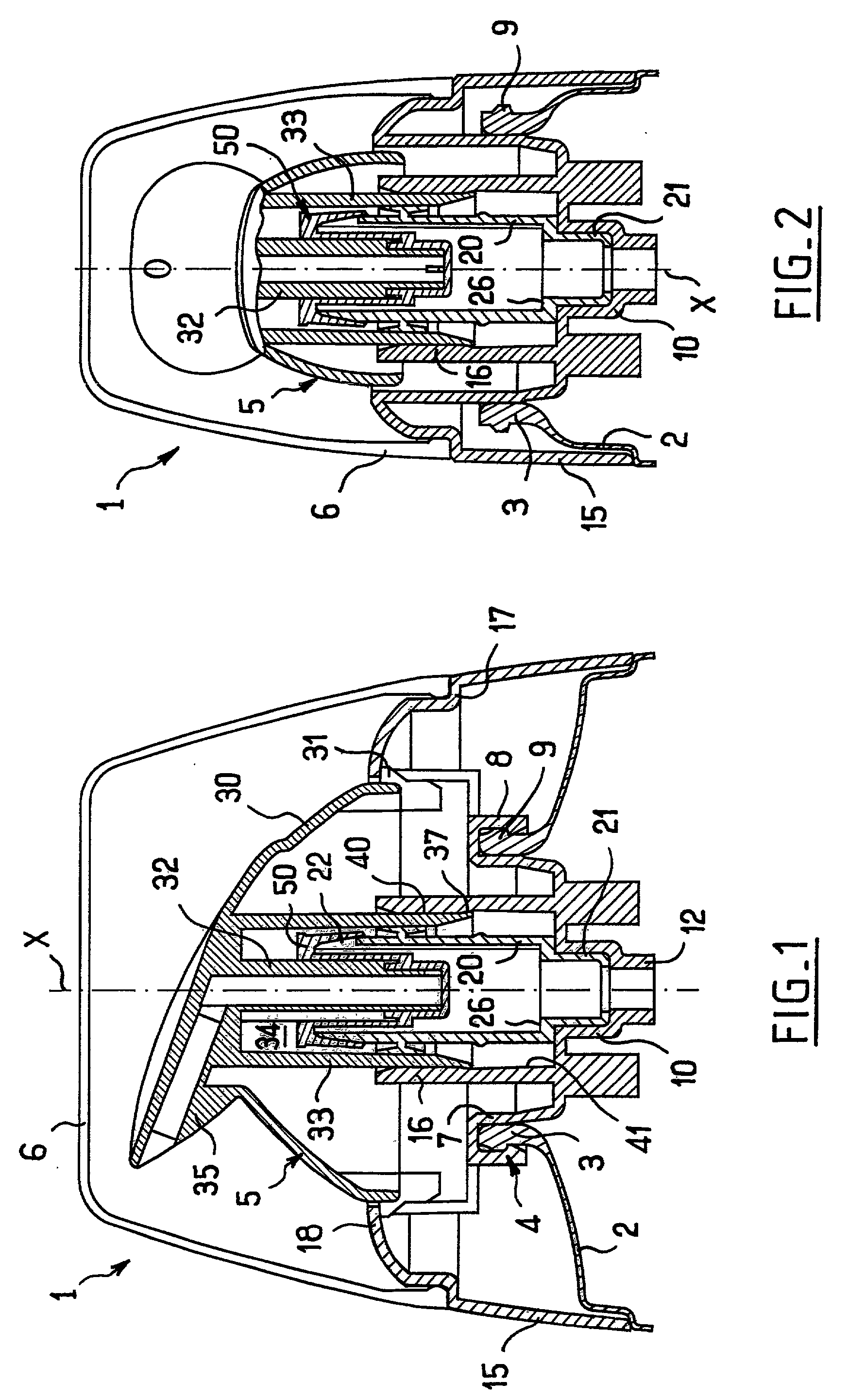 Pump including a moving member provided with a central duct and a diaphragm having engagement means bearing against said central duct, and a receptacle fitted therewith