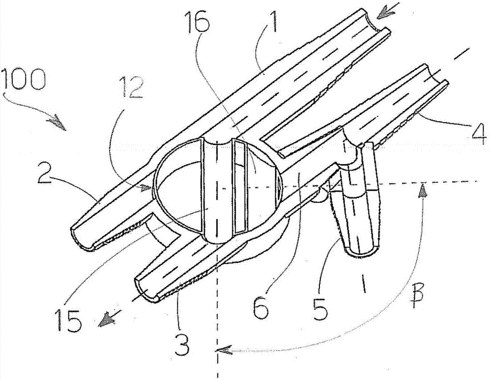 Fluid flow switching device for catheterization with a three way bladder catheter