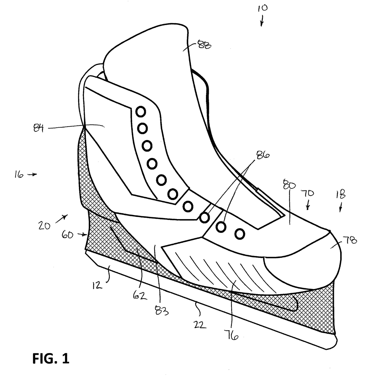 Protective goalie skate boot body with integral blade mounting channel