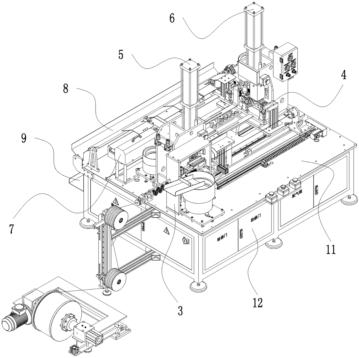 Automatic machining equipment for riveting of two ends of naked steel wire rope