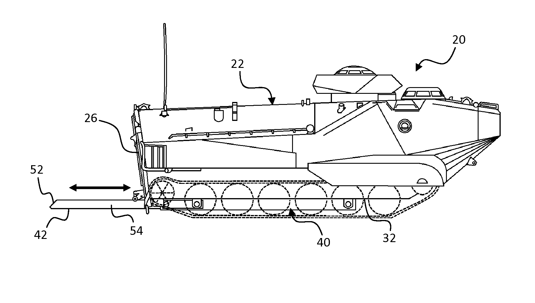 Retractable trim vane for amphibious vehicle