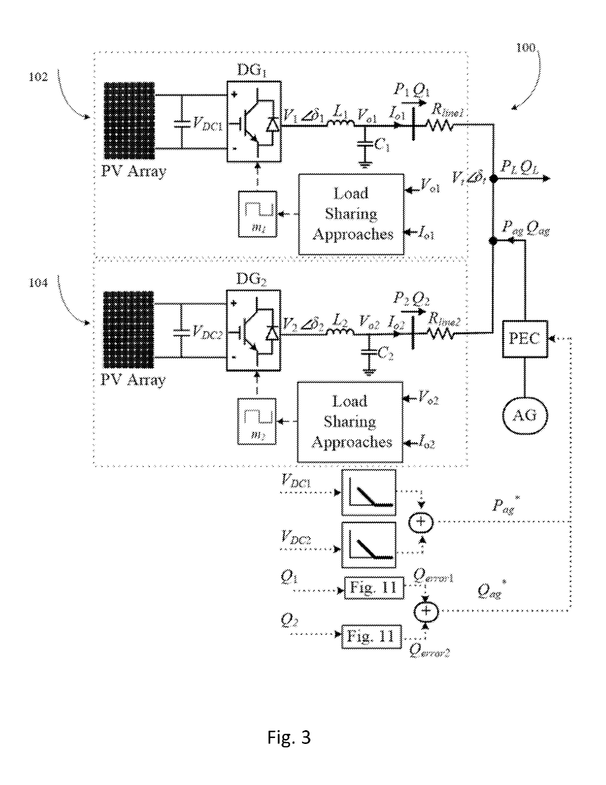 Dynamic active and reactive power load sharing in an islanded microgrid