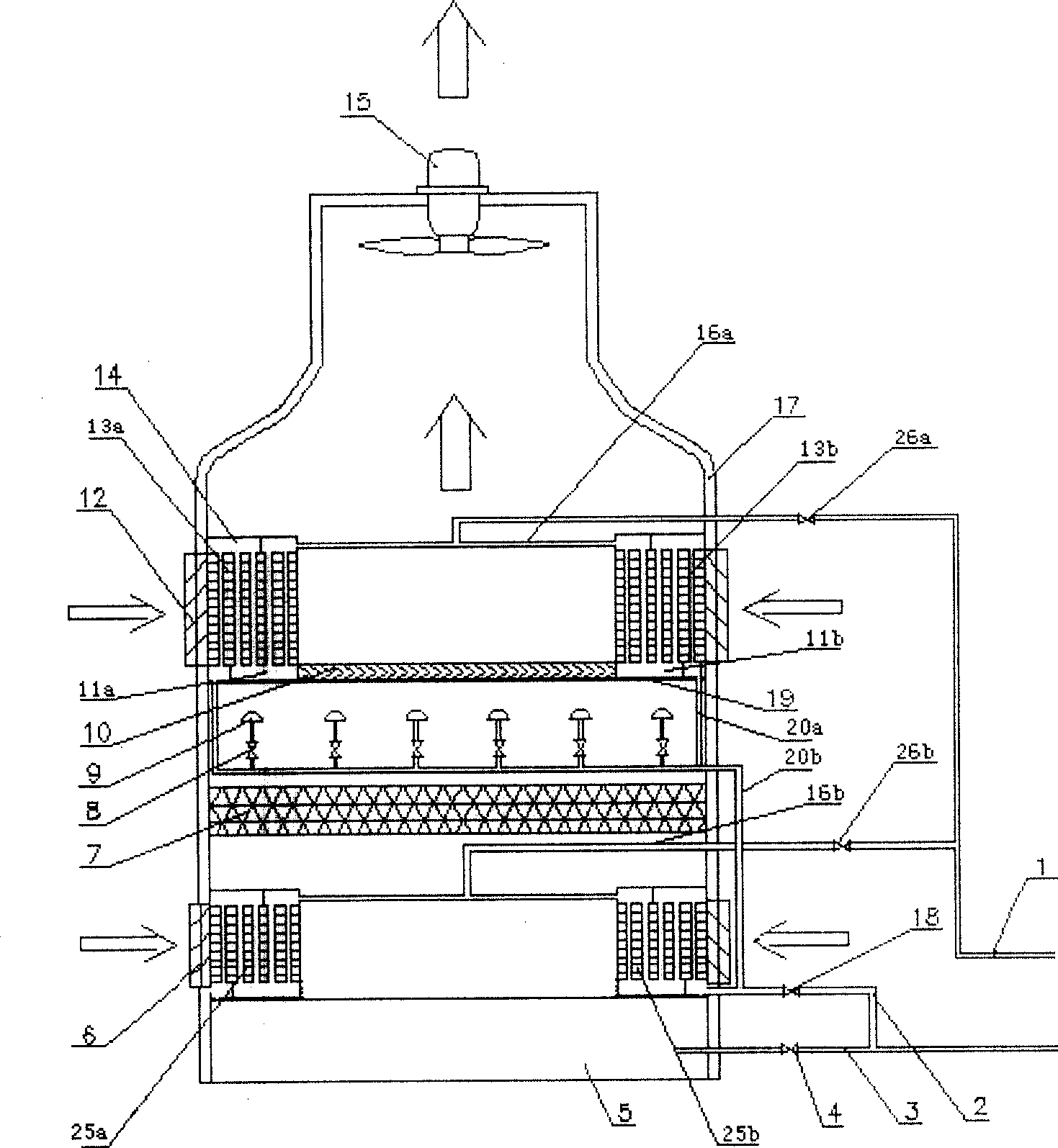 Antifreezing and fogging water-saving cooling tower