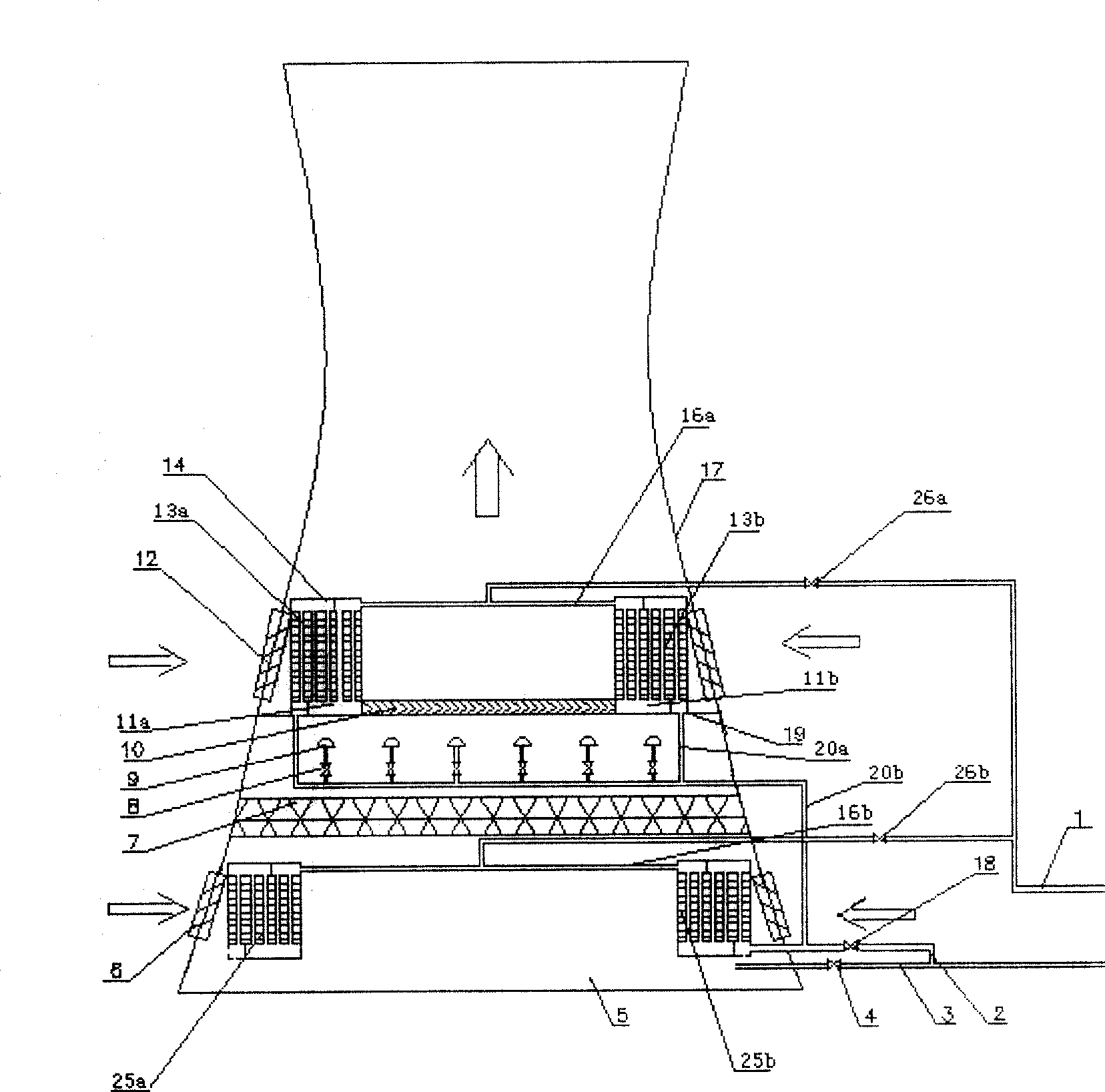 Antifreezing and fogging water-saving cooling tower