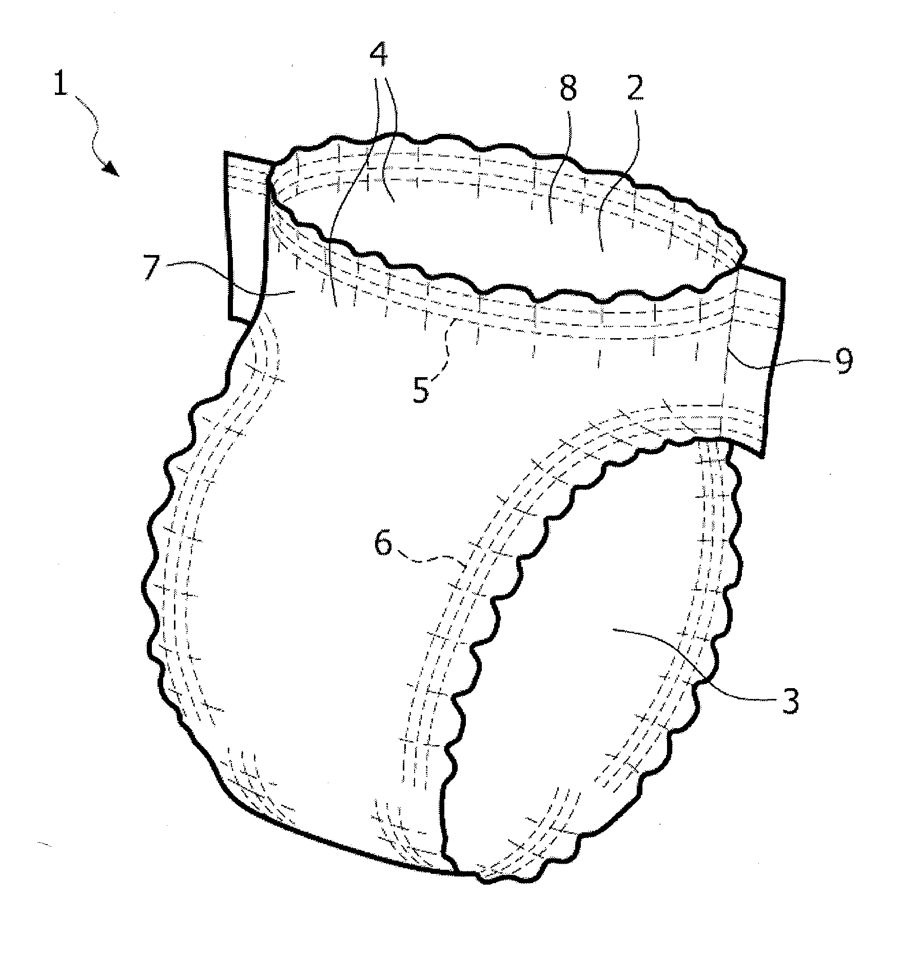 Disposable undergarment with improved elasticised sections