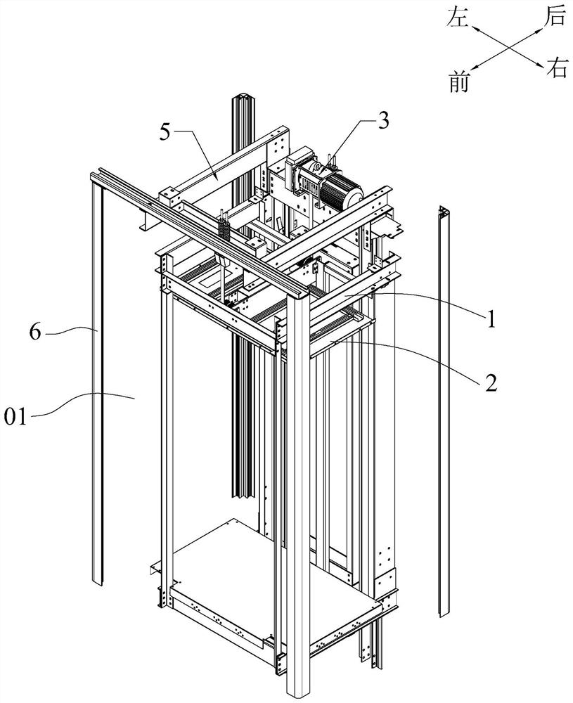 Right-angle door opening elevator