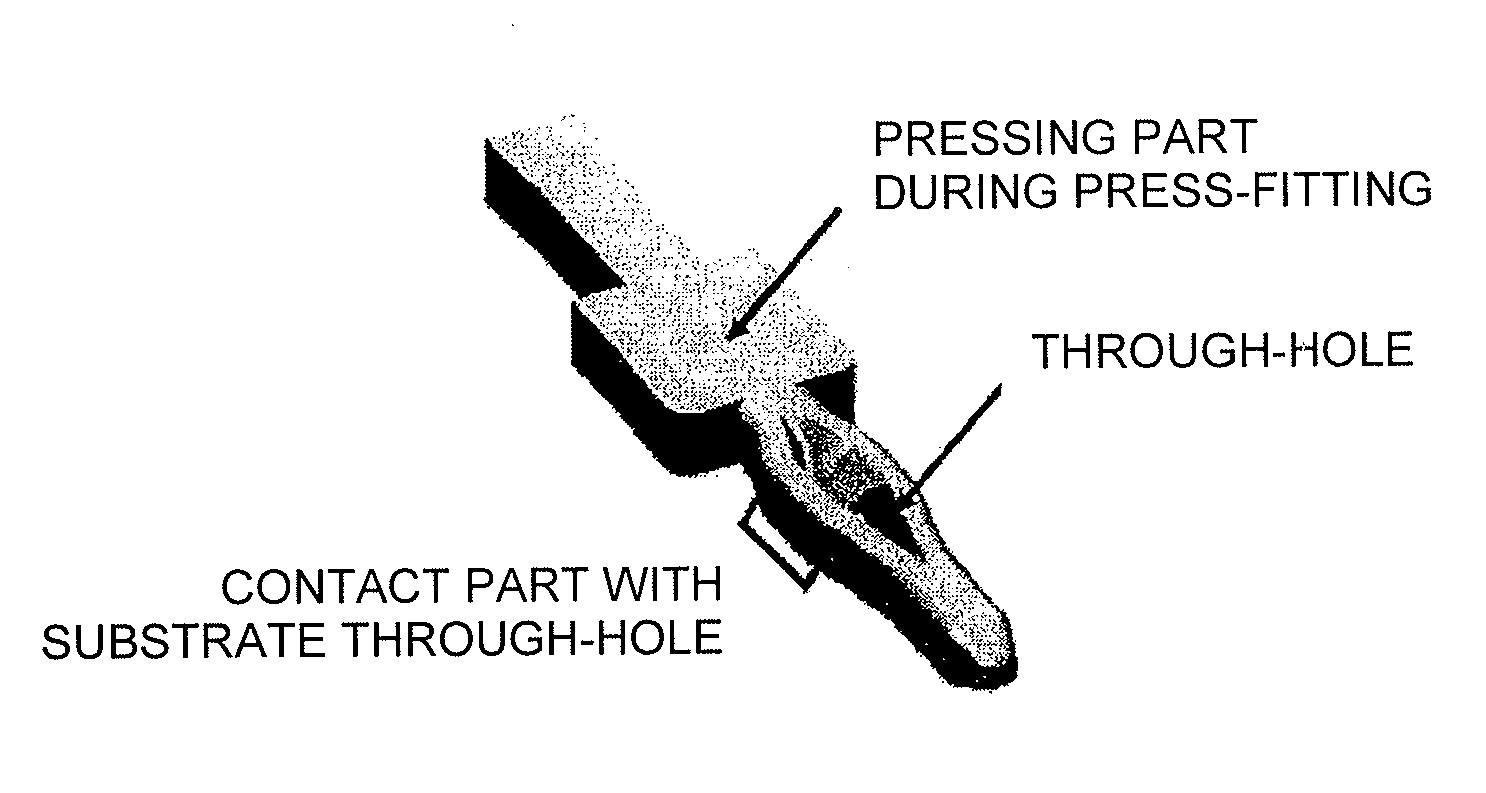 Press-fit terminal and electronic component using the same