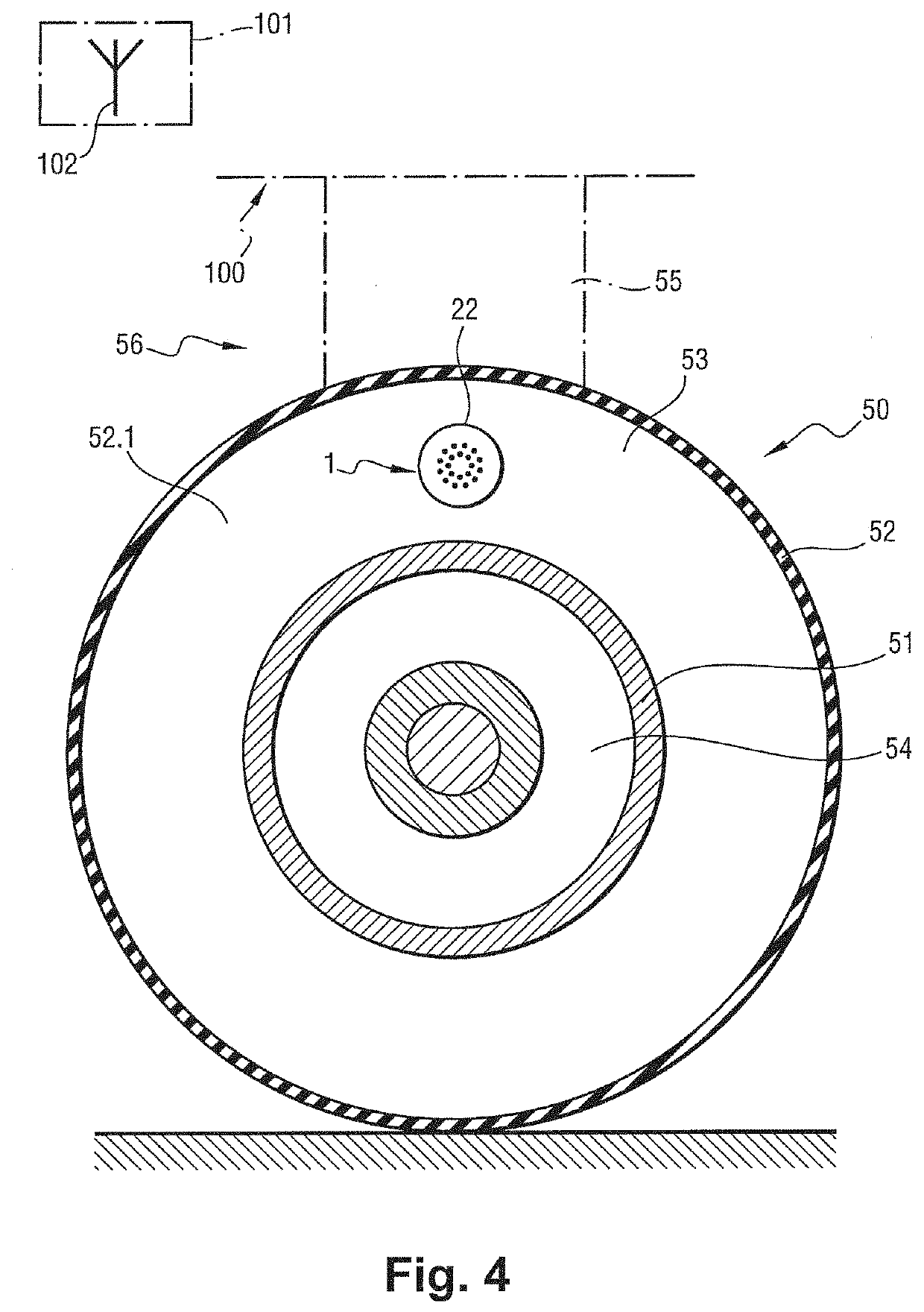 Encased pressure sensor for measuring pressure in an aircraft wheel