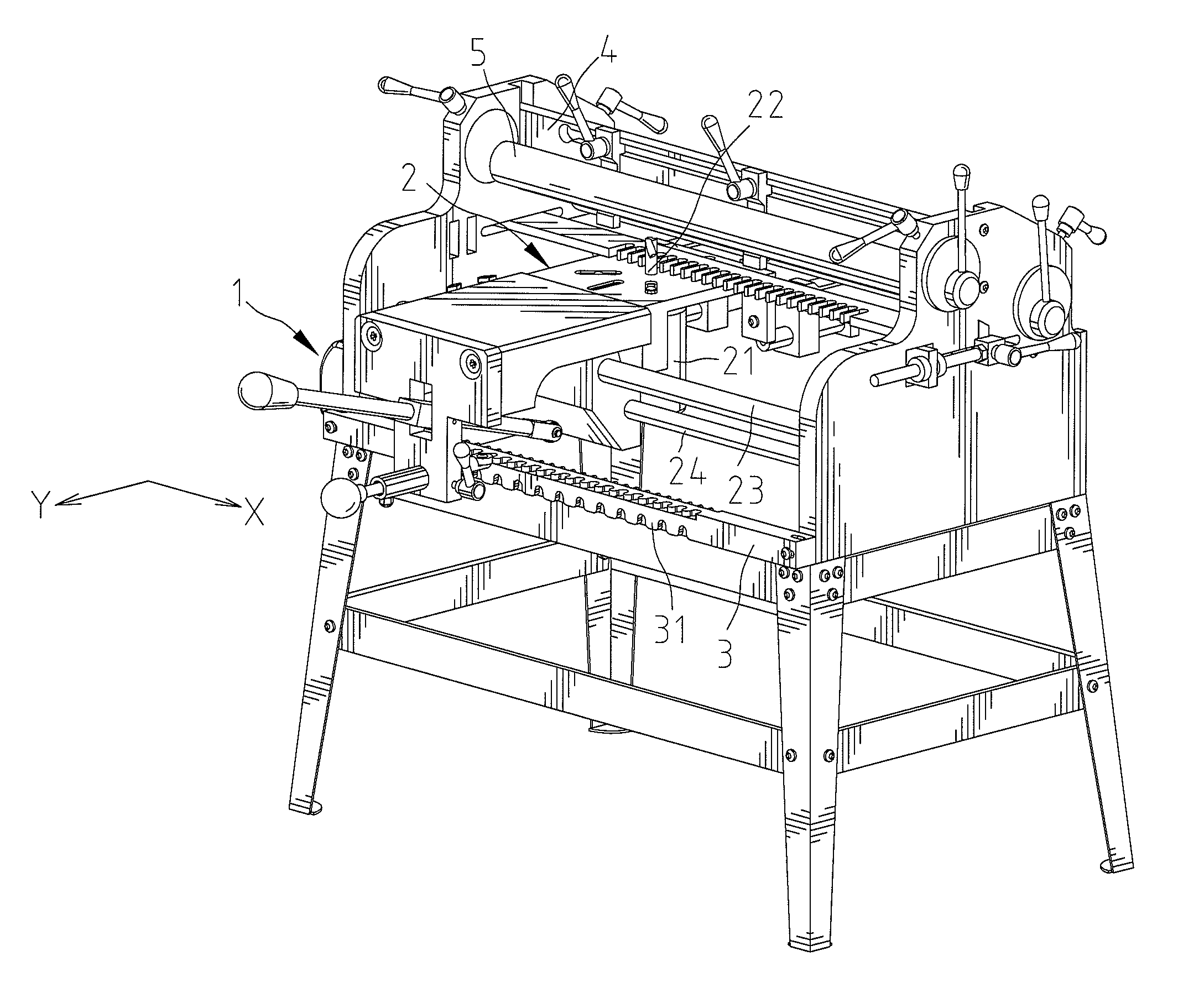 Operation device for quick and accurate control of working device of tenoner