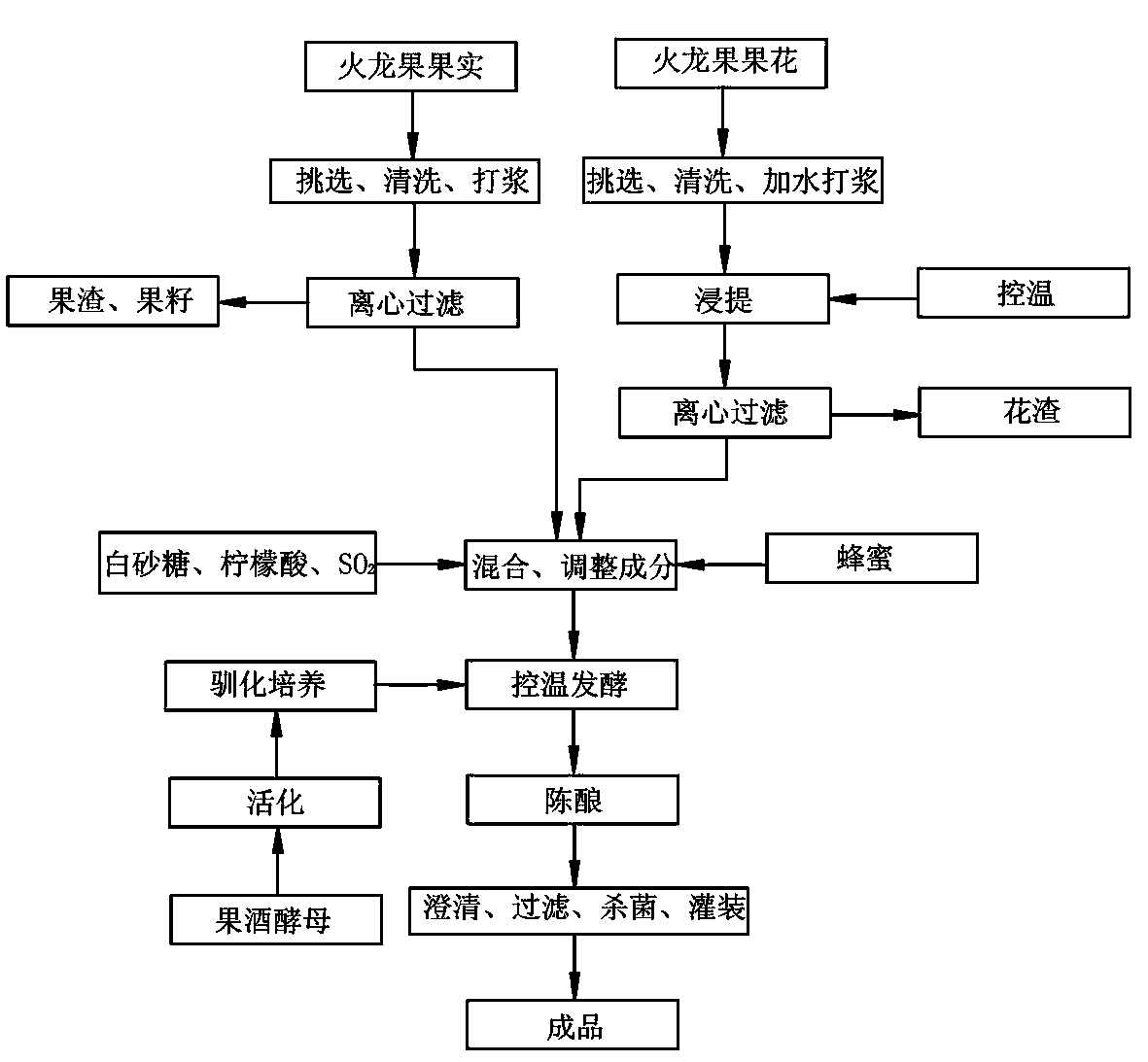 Method for making completely fermented compound dragon fruit wine