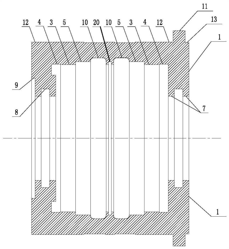 A processing method of a bearing seat shell with a small orifice and a large cavity