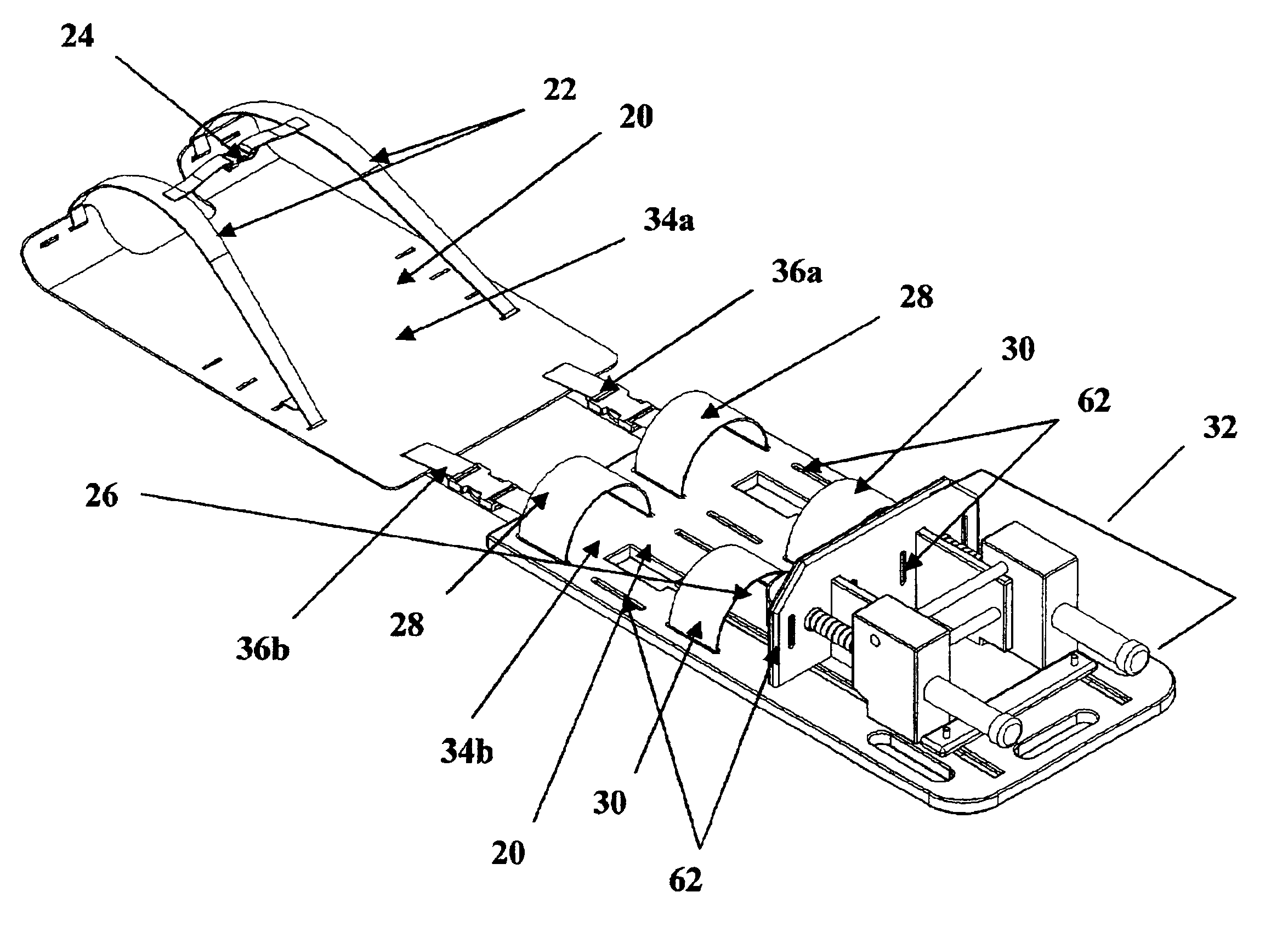 Device for immobilizing a patient and compressing a patient's skeleton, joints and spine during diagnostic procedures using an MRI unit, CT scan unit or x-ray unit