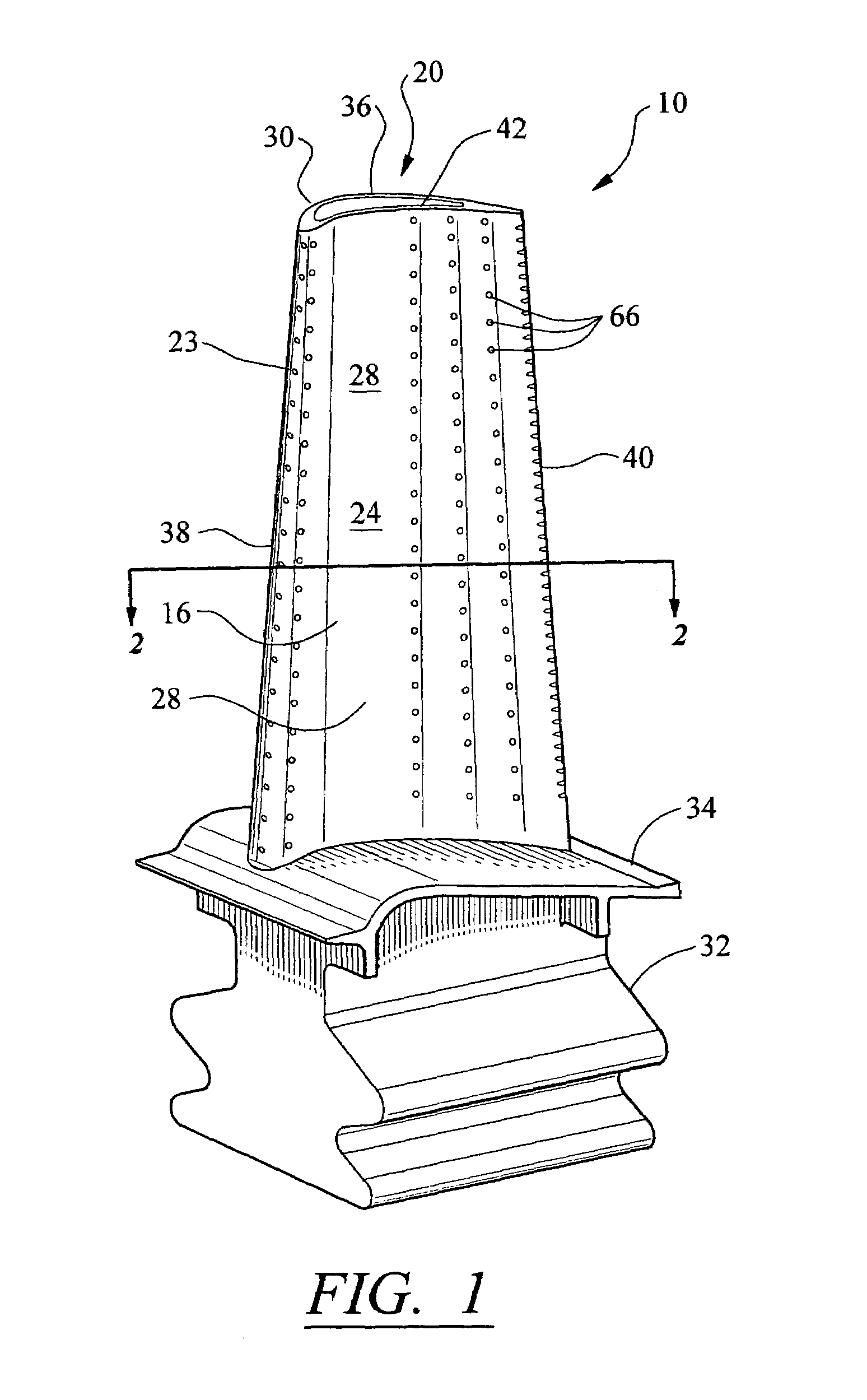 Turbine airfoil with outer wall cooling system and inner mid-chord hot gas receiving cavity