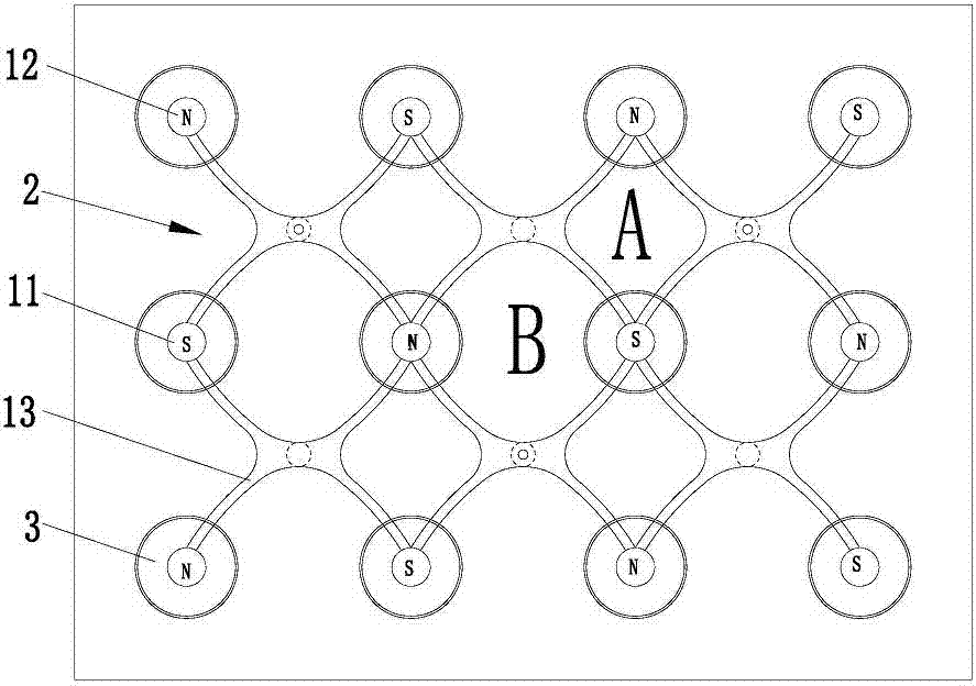 Magnetism gathering massage head and manufacturing process thereof