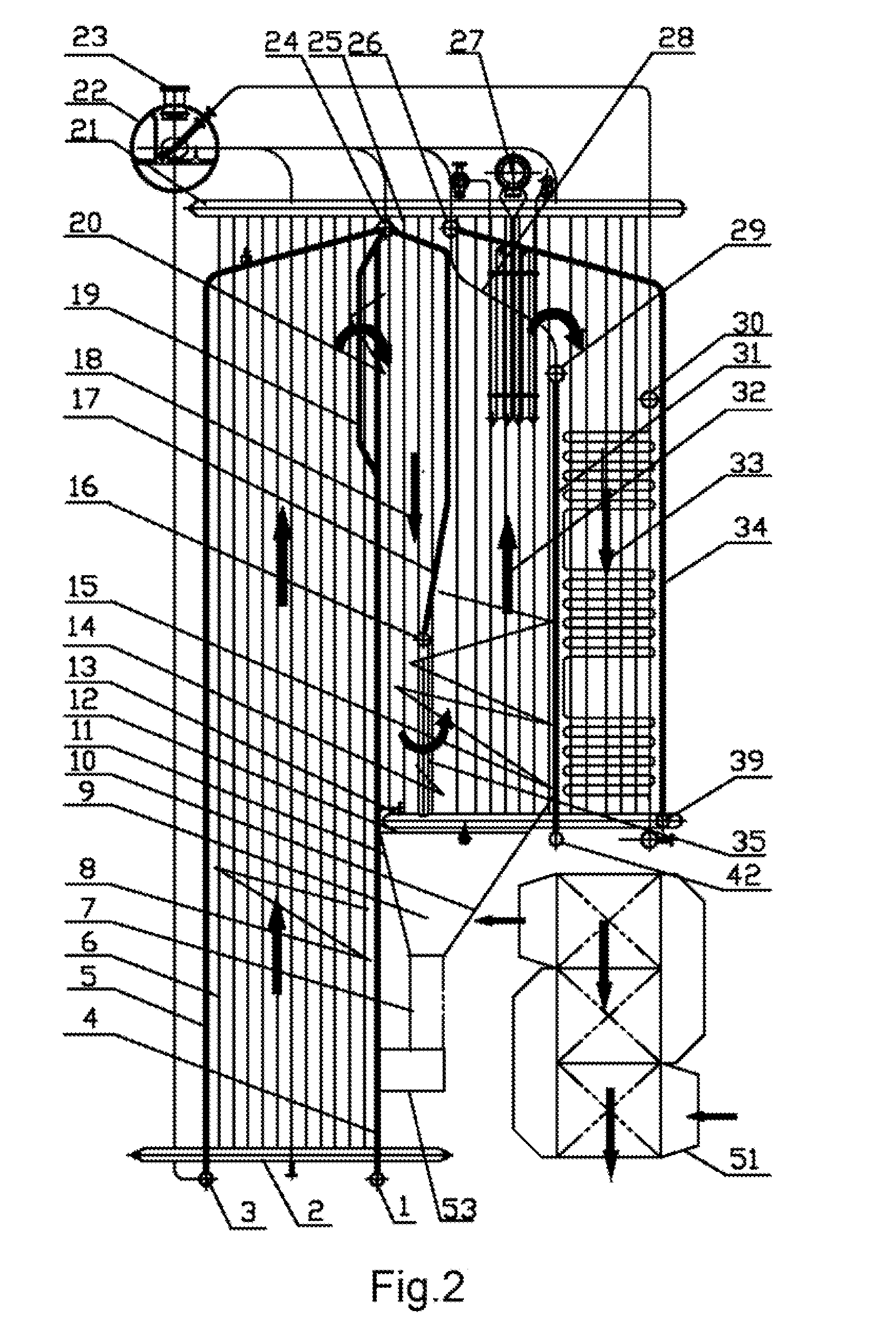 Fluidized-bed boiler integrating multifunctional inertia-gravity separator with multiple furnace profiles