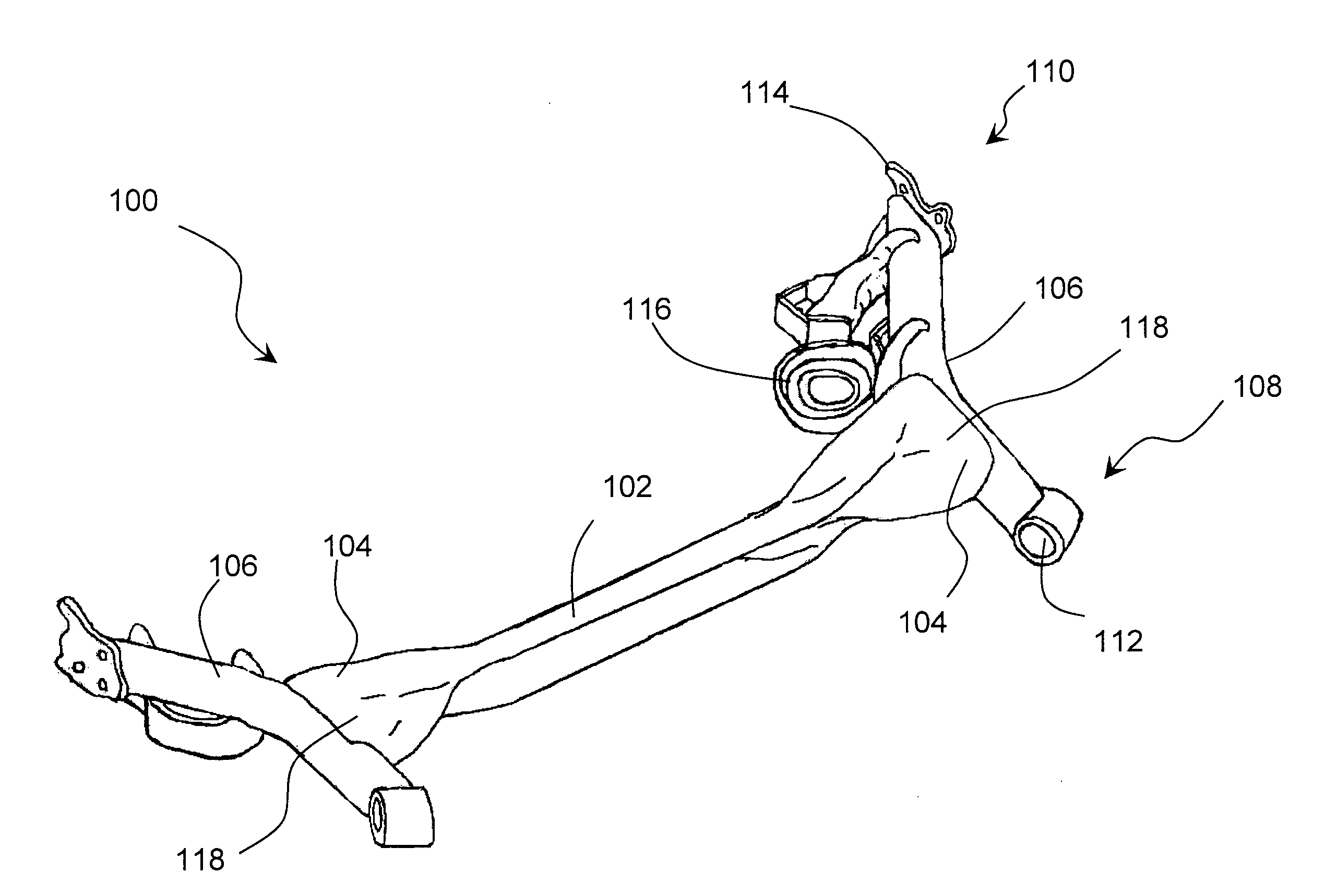 Twist-axle with longitudinally-varying wall thickness