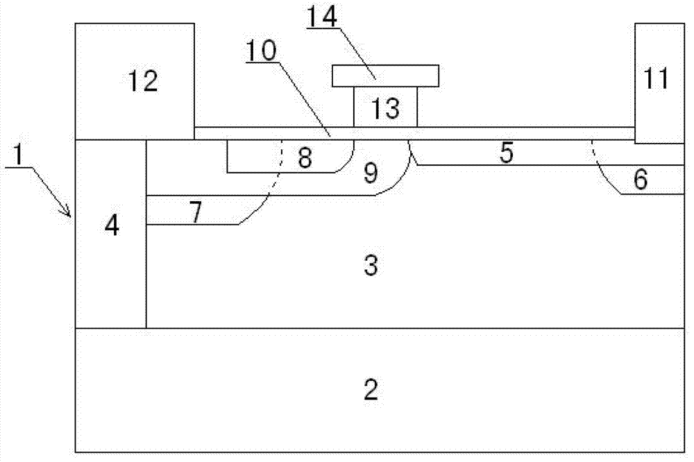 Novel grid structure for RF-LDMOS (Radio Frequency-Laterally Diffused Metal Oxide Semiconductor) device