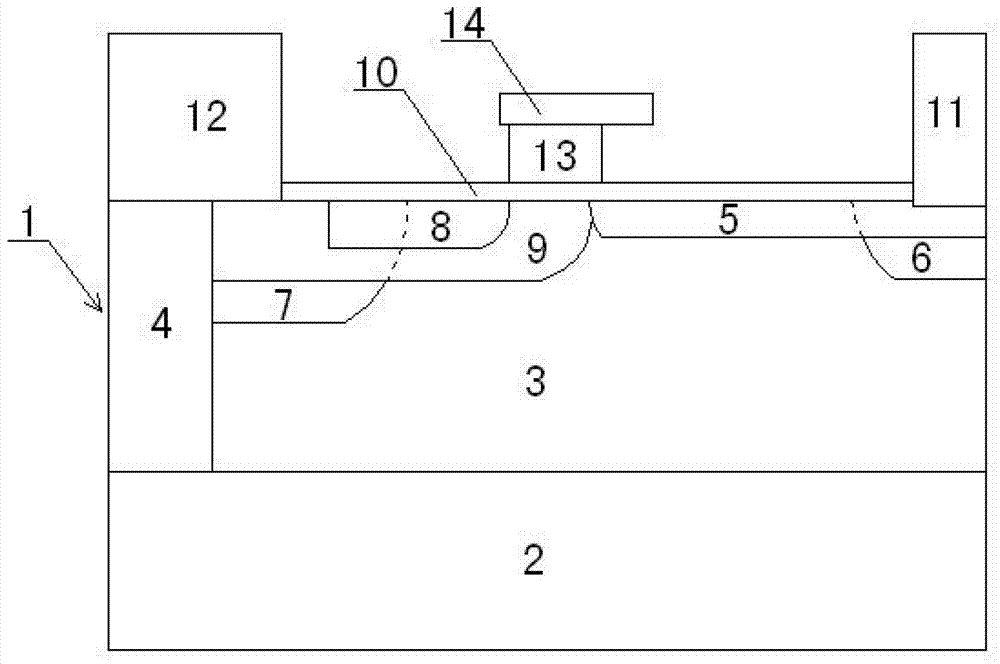 Novel grid structure for RF-LDMOS (Radio Frequency-Laterally Diffused Metal Oxide Semiconductor) device