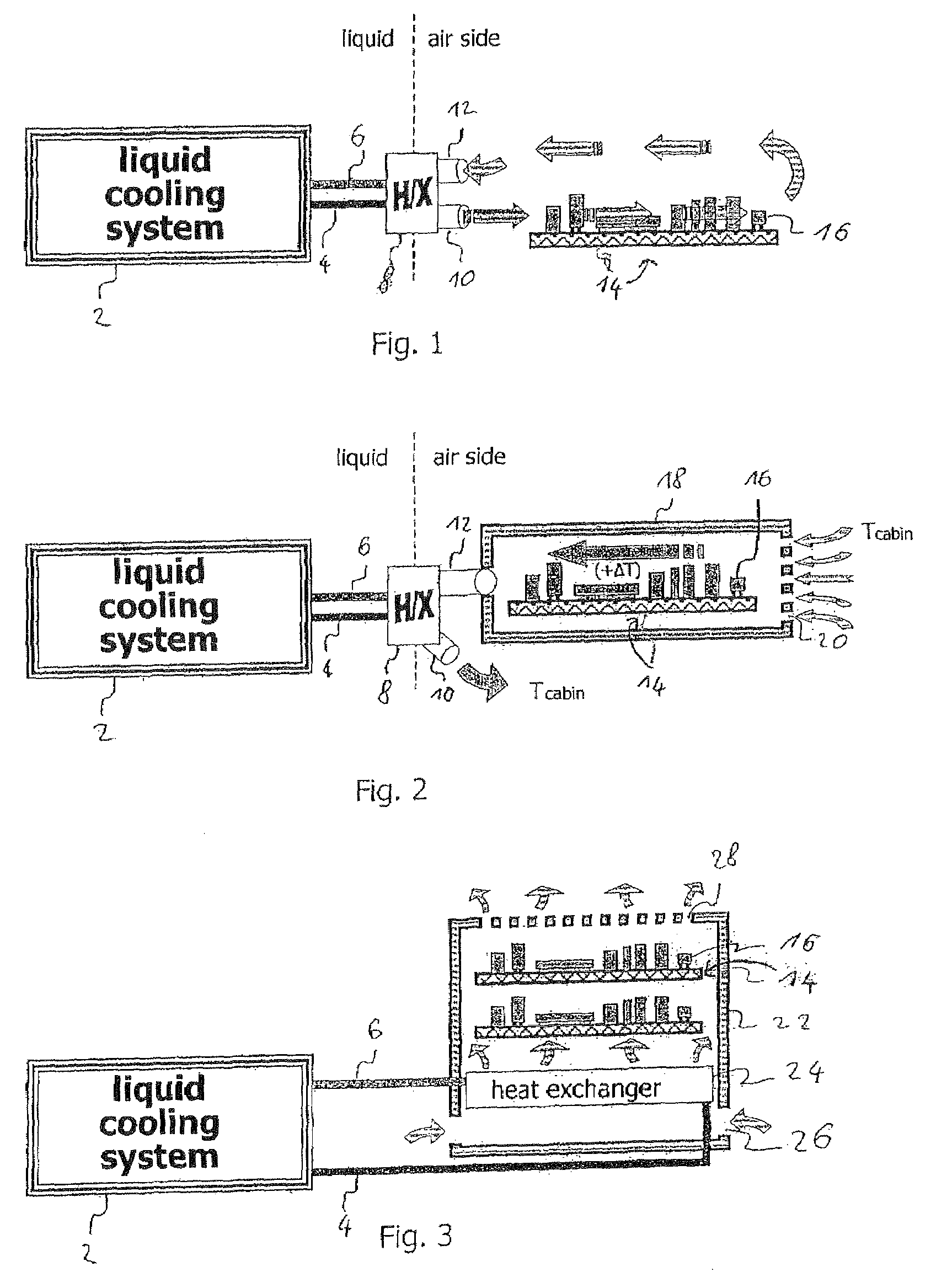 Aircraft electronics cooling apparatus for an aircraft having a liquid cooling system