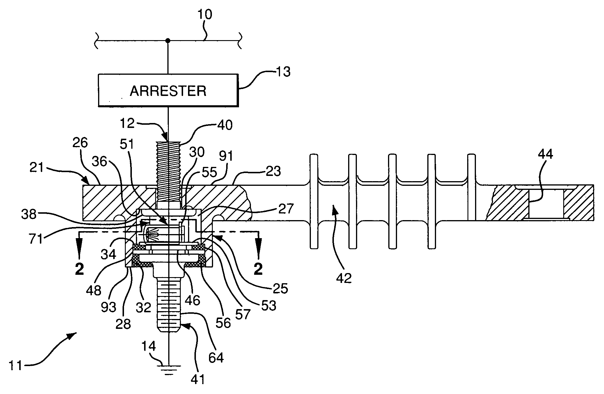 Arrester Disconnector Assembly Minimizing Explosive Separation