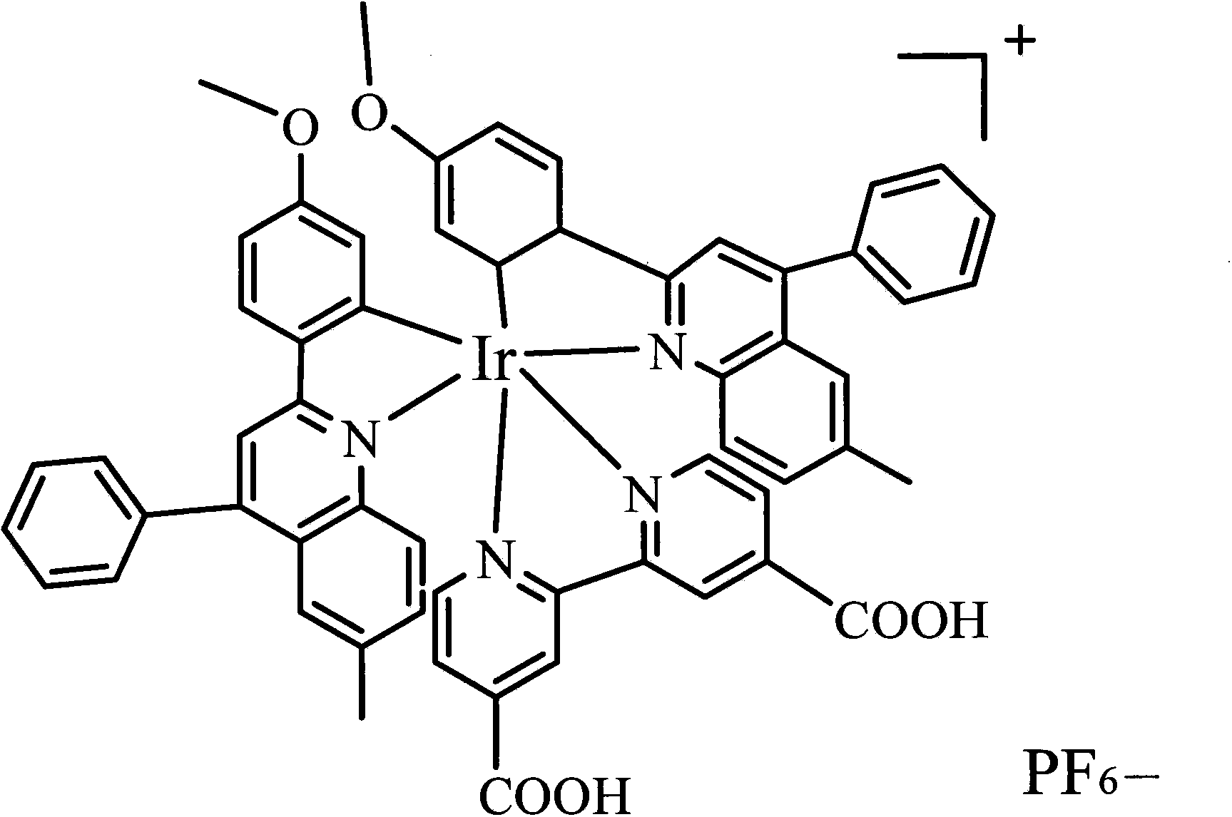 Method for binding and fixing ionic type iridium coordination compound based on covalent bond