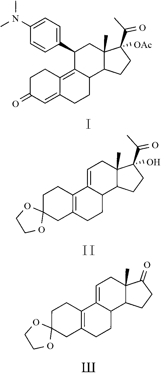 Preparation method of key intermediate of Ulipristal acetate