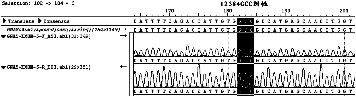 Primers and method for detecting mutation of GNAS genetic locus