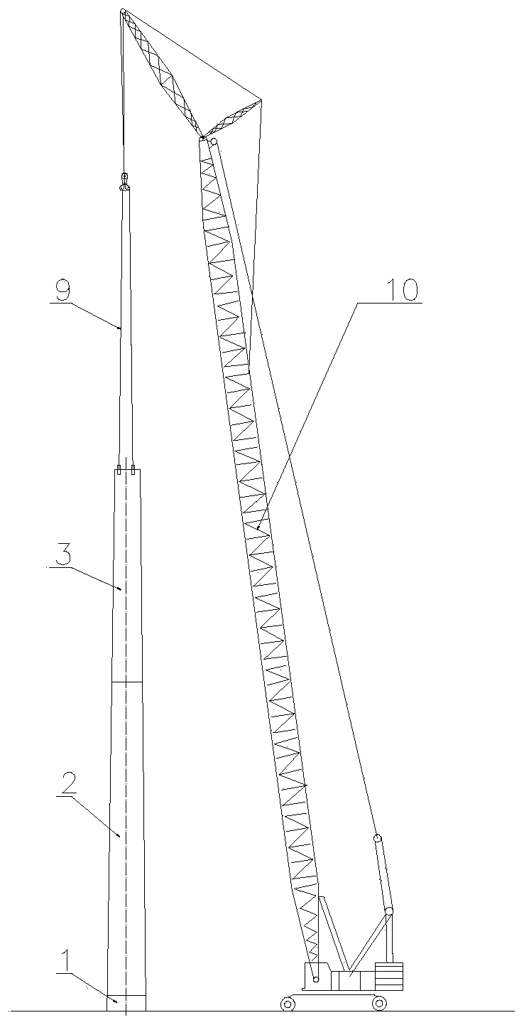 Construction method of single vane installation technique of large wind driven generator