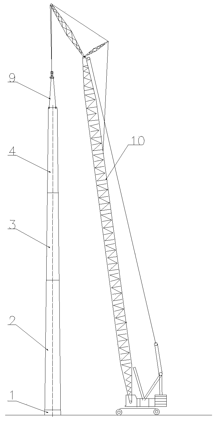 Construction method of single vane installation technique of large wind driven generator