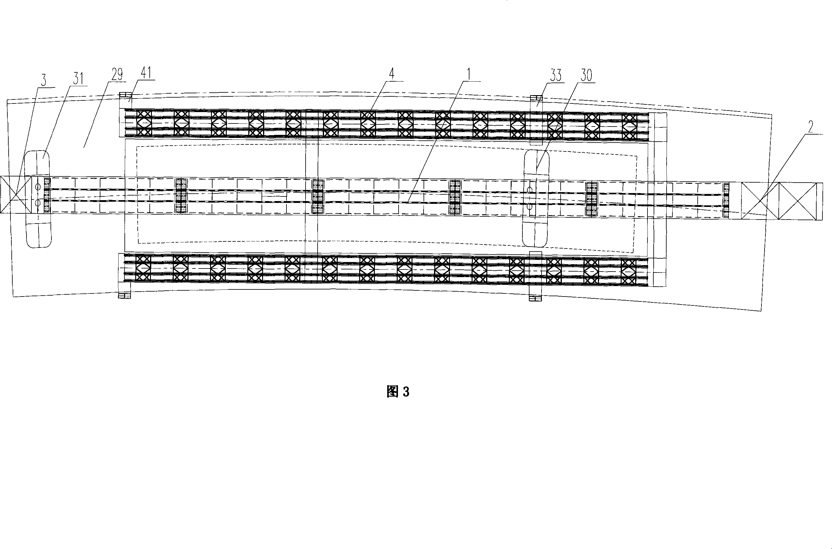 Inside and outside beam system bridge fabrication machine for small radius curve concrete box girder construction and construction method thereof