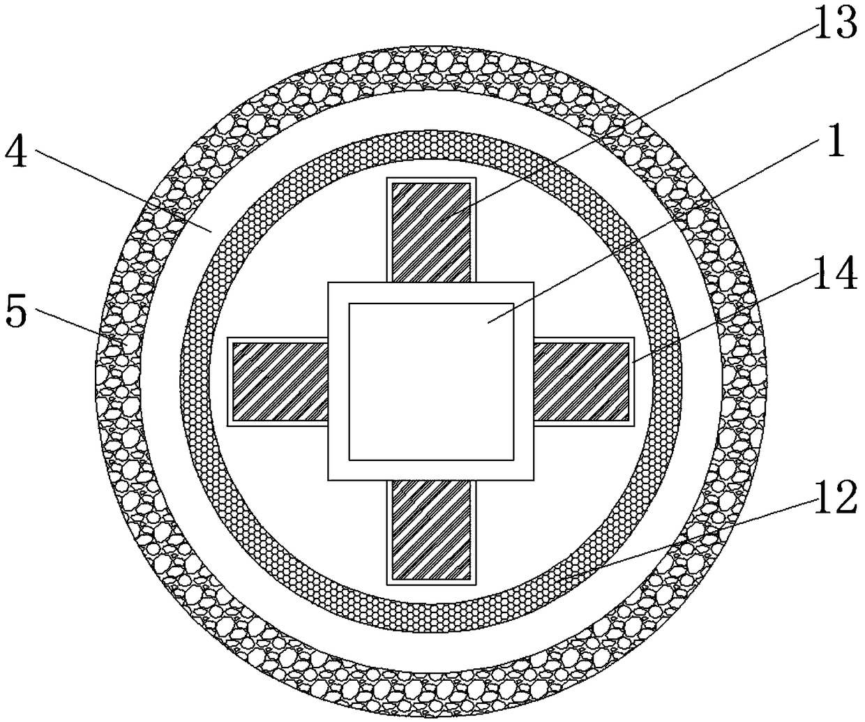 Broadcast iron frame foundation reinforcement structure