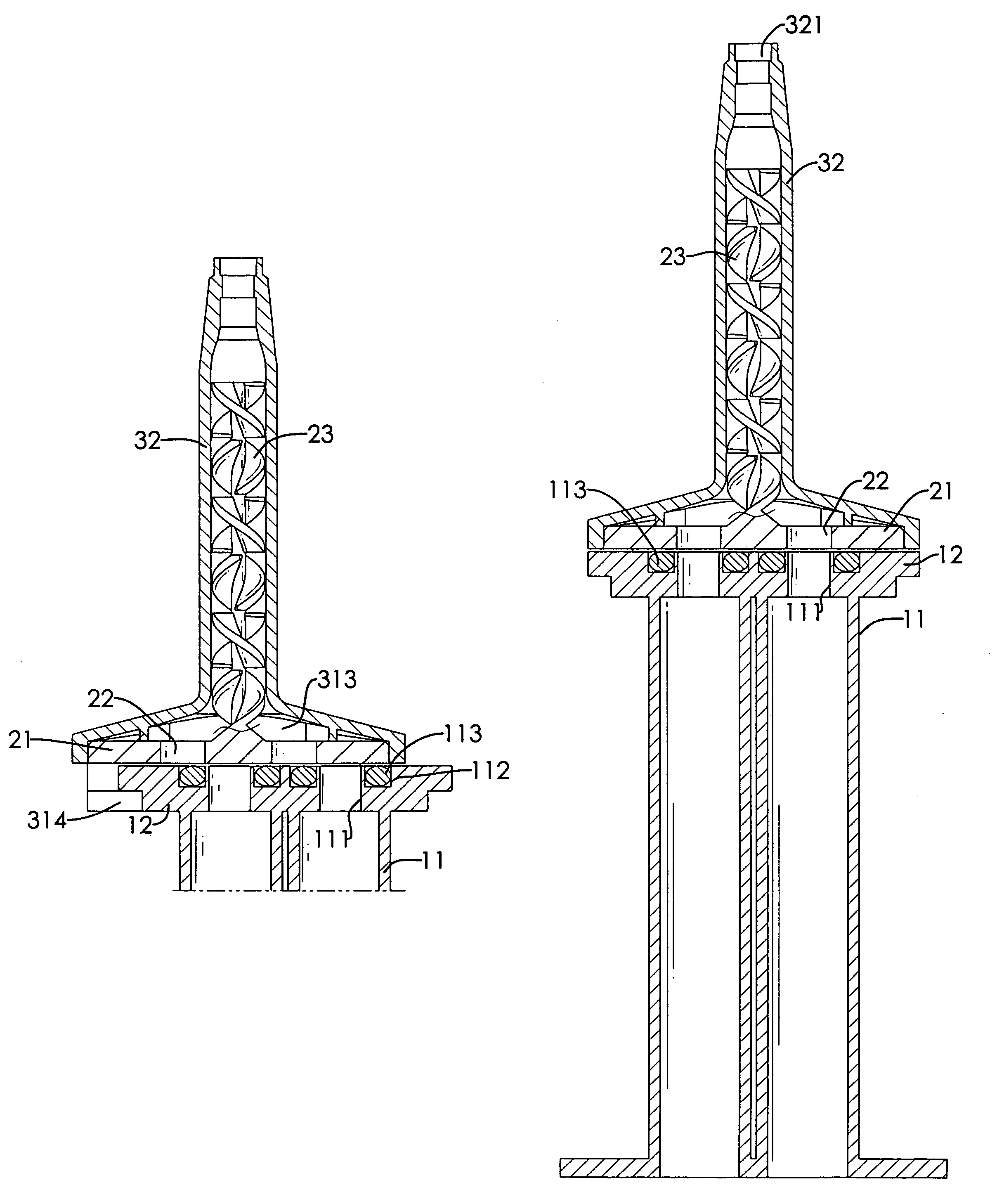 Slidable securing device for a mixer to allow communication between a mixer housing and a mixer inlet portion of the mixer