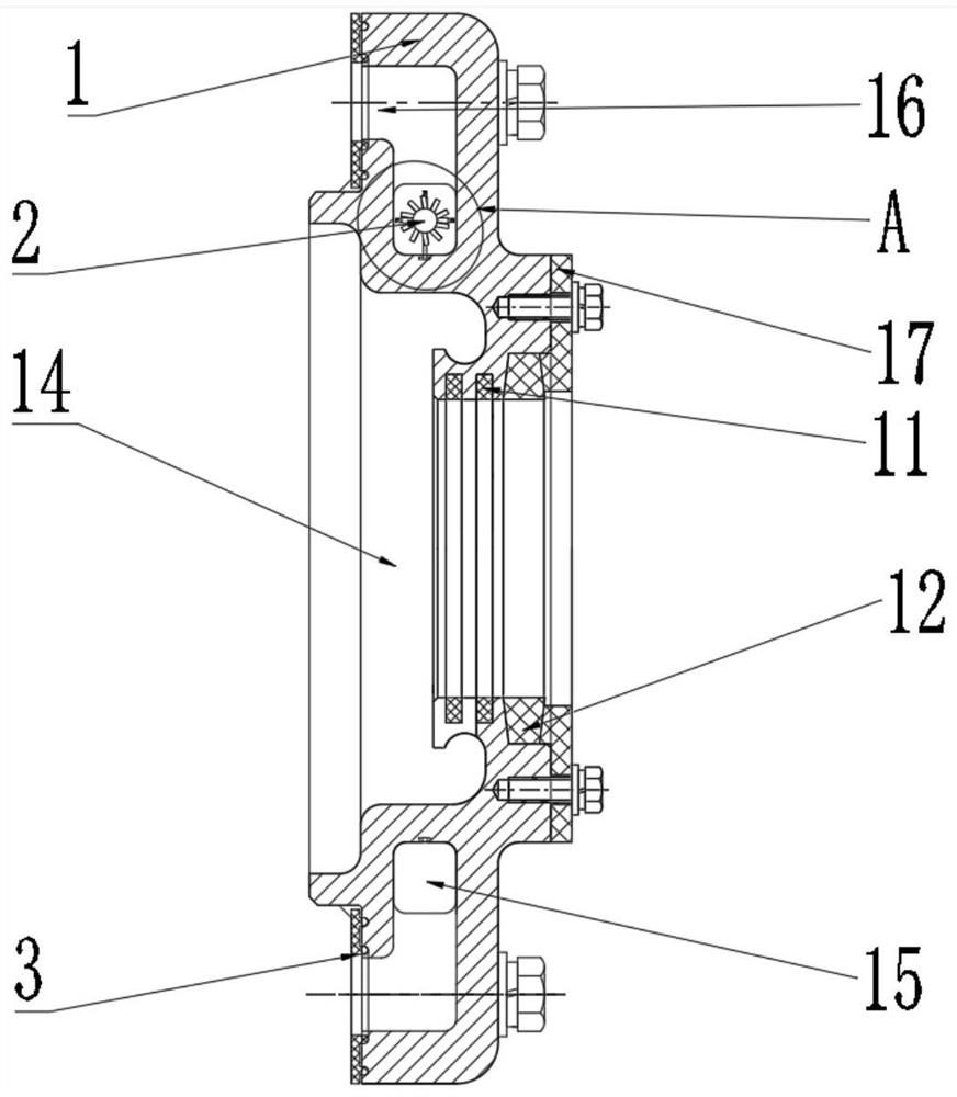 Water-cooling bearing box end cover with good sealing effect