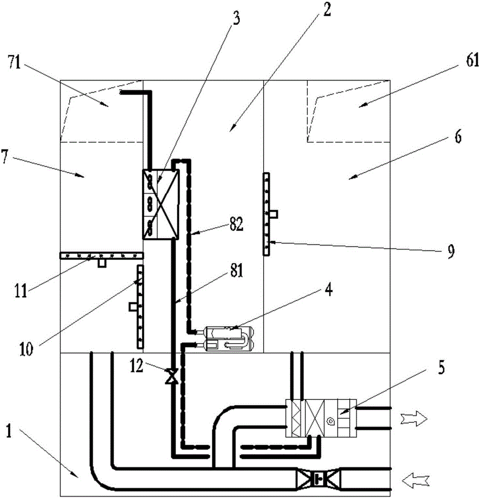 Direct-expansion evaporation-condensation air conditioning system under open type tunnel ventilation mode