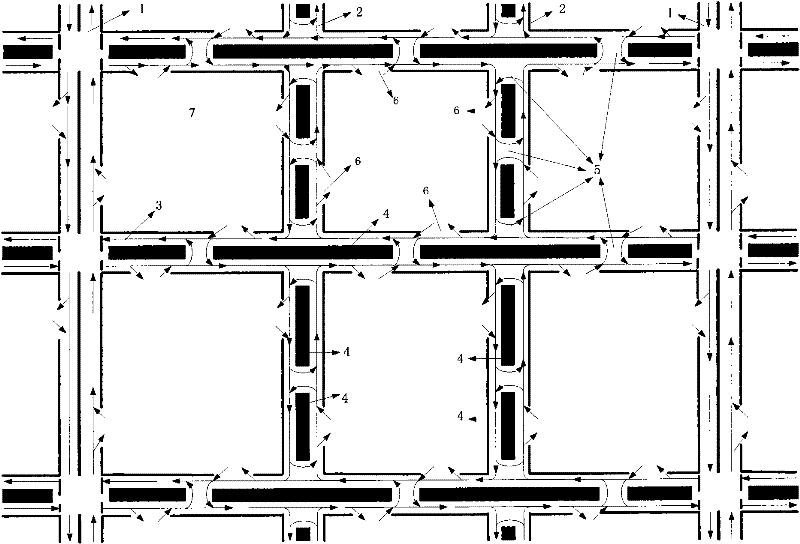 Interference-free urban road transportation network facility and running method thereof