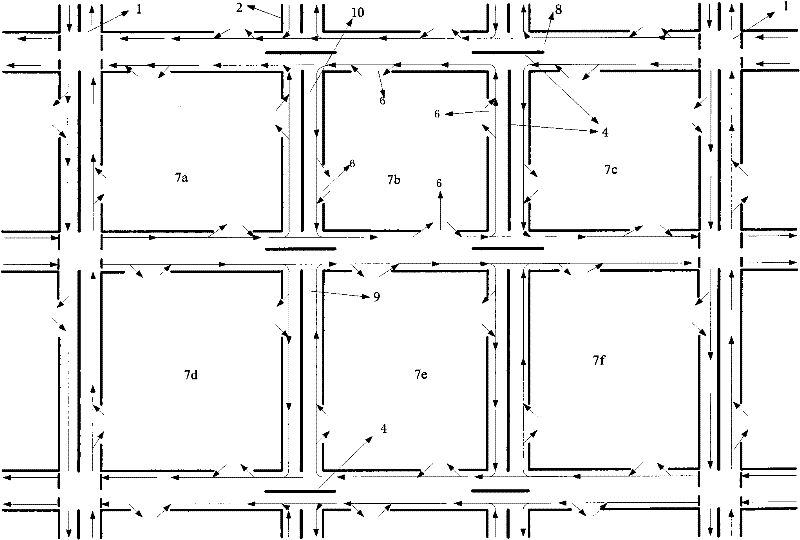 Interference-free urban road transportation network facility and running method thereof